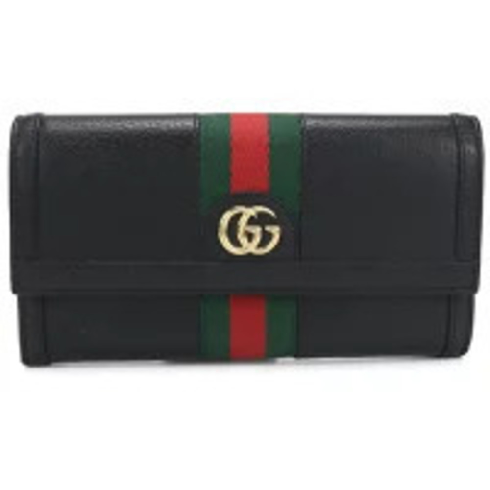 Gucci Long Wallet Bi fold Ophidia Continental Leather Black